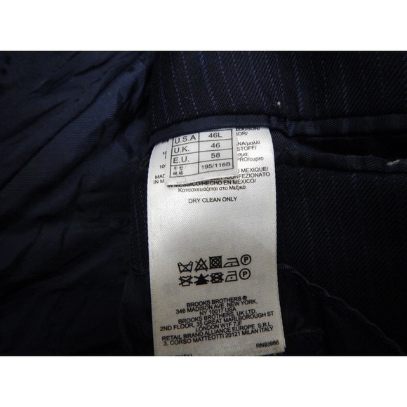 Brooks Brothers 346 Blazer Jacket 46L Navy Blue Single Breasted 2 Button Wool - Picture 6 of 16